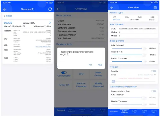 Shenzhen Deasino Technology DS BEACON 05 Card Beacon - Enter password connection