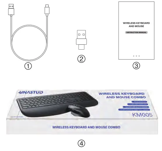 UNASTUD KM005 Wireless Keyboard and Mouse Combo - Fig