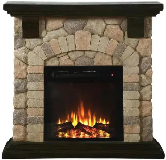 Homedepot 36-W Electric Fireplace with Mantel Tan