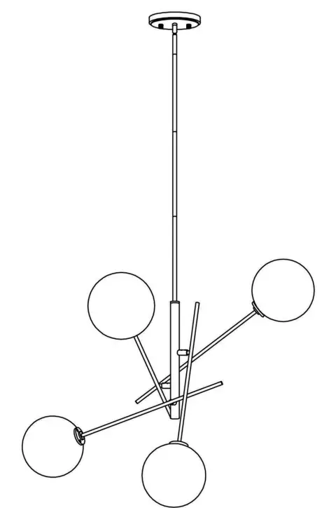 20114BD Brescia 4 Light Brass Dust Sputnik Chandelier - fig 2