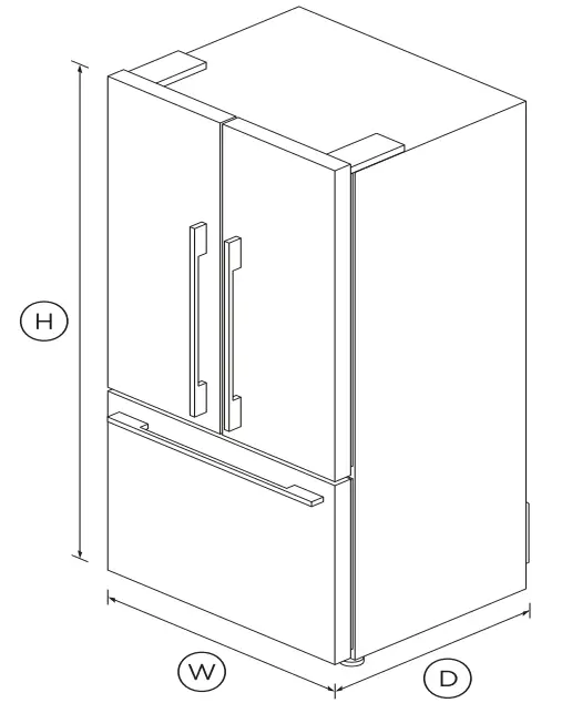 FISHER PAYKEL RF522ADW5 790mm French Door Fridge - DIMENSIONS