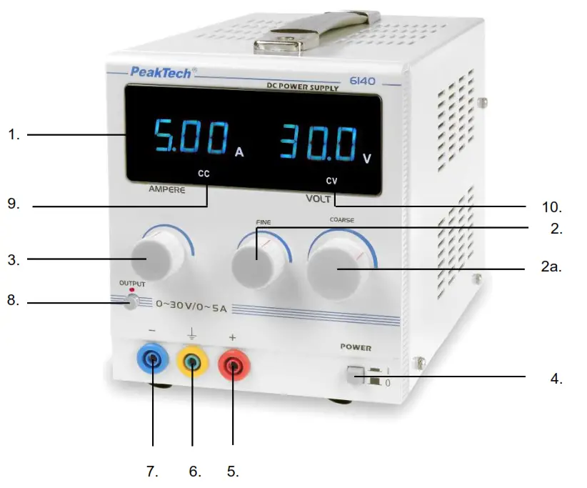 PeakTech 6140 6150 Laboratory Power Supply - Controls