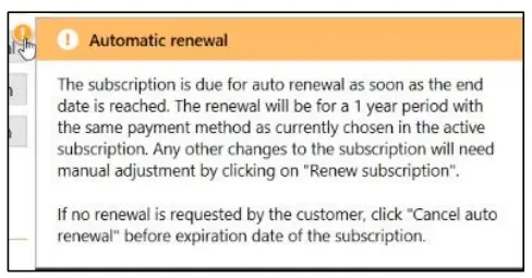 Auto Renewal of a subscription
