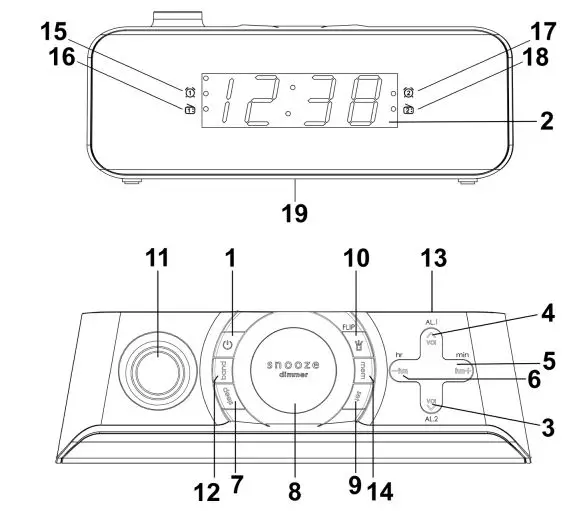JVC RA-E211B Projection Alarm Clock Radio Instruction Manual - PRODUCT OVERVIEW AND CONTROL BUTTONS