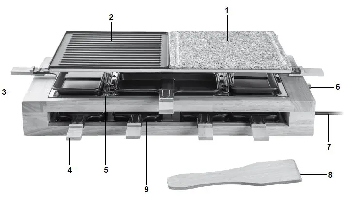 bestron-ARG300BW-Raclette XL with Natural-Grill-Stone and Grill-Plate-1