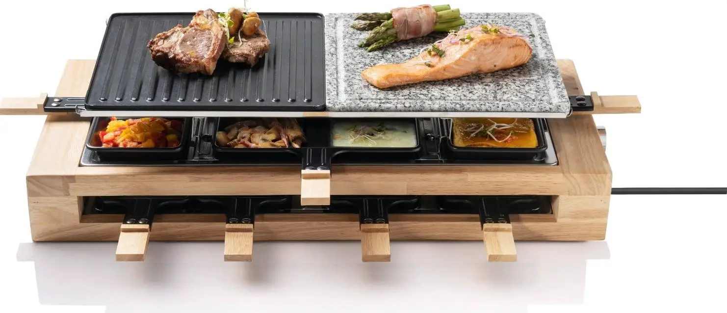 bestron-ARG300BW-Raclette XL with Natural-Grill-Stone and Grill-Plate