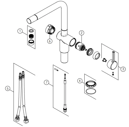 FRANKE Active Twist Kitchen Faucet - spout L shape ACTIVE TWIST