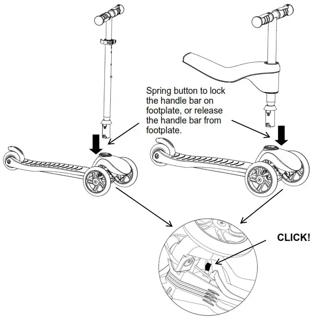Kmart 42835868 3-IKmart 42835868 3-In-1 Tri Scooter - ADJUST THE STEMn-1 Tri Scooter - HANDLE BAR