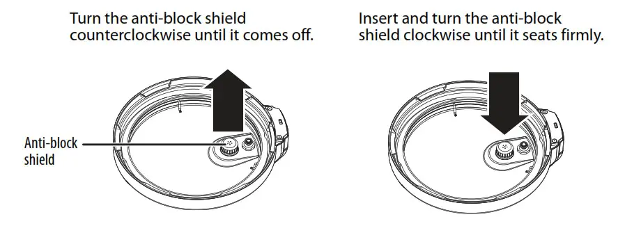 INSIGNIA NS-PC6SS7 6 Quart Pressure Cooker - Removing and installing the anti-block shield