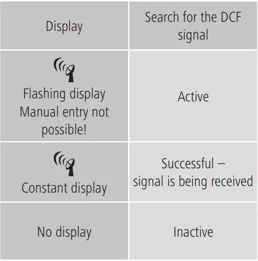 hama Weather Station Instruction Manual - Basic and manual settings Automatic setting using the DCF signal