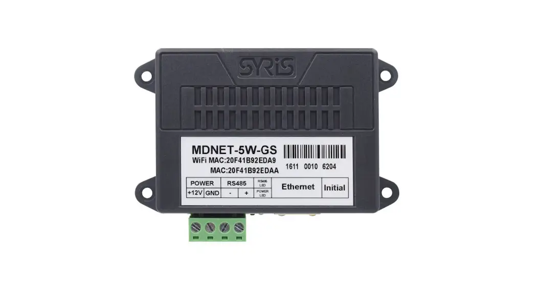 Syris Mdnet-5w Wi-fi Rs485 Signal Converter Instruction Manual Syris Mdnet-5w Wi-fi Rs485 Signal Converter Instruction Manual