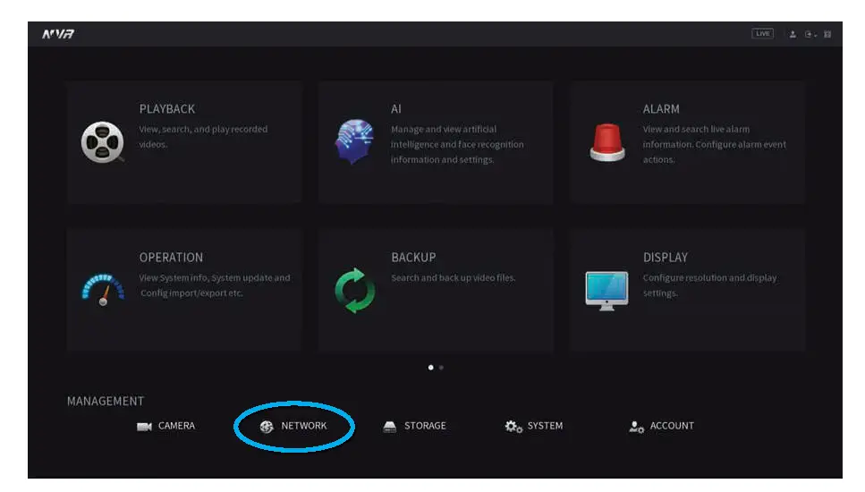 Right-click to access the Main Menu