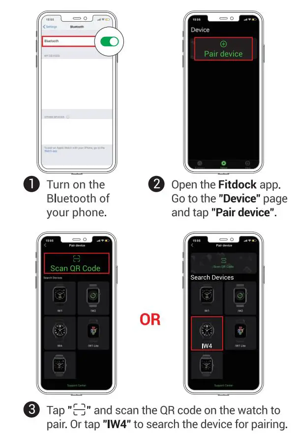 Green Key Electronics IW4 Smart Watch User Guide - Pairing