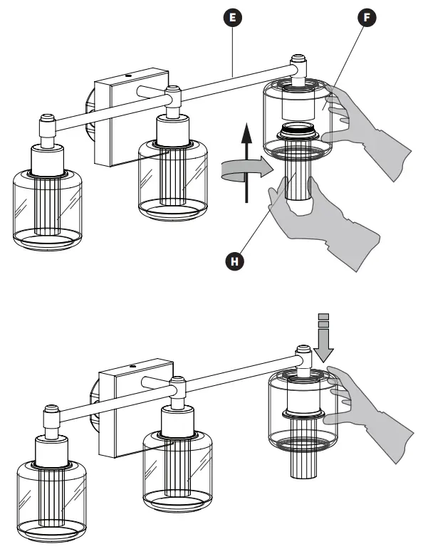 artika VAN3 CGHD2BG Champagne Globe LED Vanity Light - fig