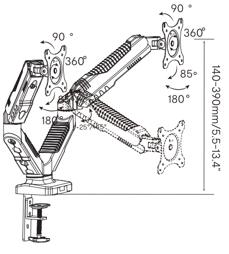anko 43108138 Dual Gas Lift Monitor Arms - Product