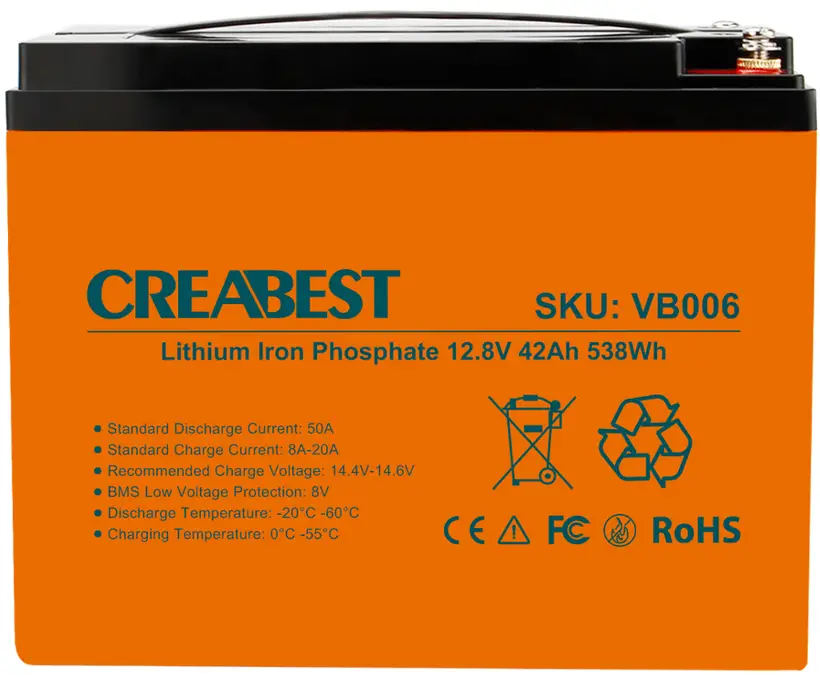 CREABEST VB006 42Ah 12 8V 6Ah 77Wh Deep Cycle Battery