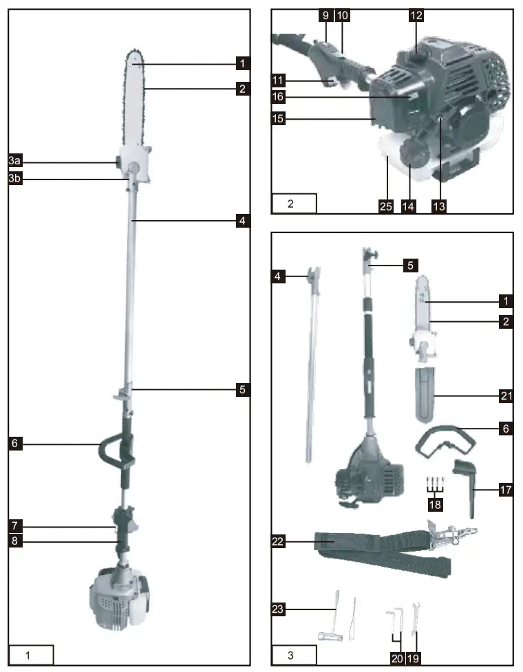RIDGELINE 97002 32.6 CC Gasoline Pole Saw - fig 1