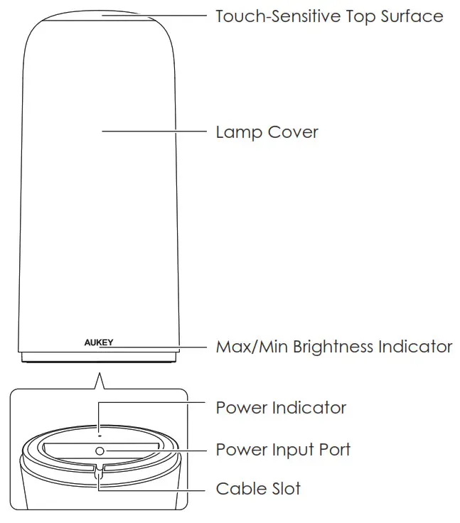 AUKEY Touch Control LED Lamp - Product Diagram