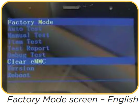 StandUp WIRELESS SUW 014 Smartphone - Factory Mode screen English