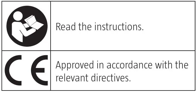 BLUEWEAR 007812 Protective Cap with a Visor Instruction Manual - Symbols