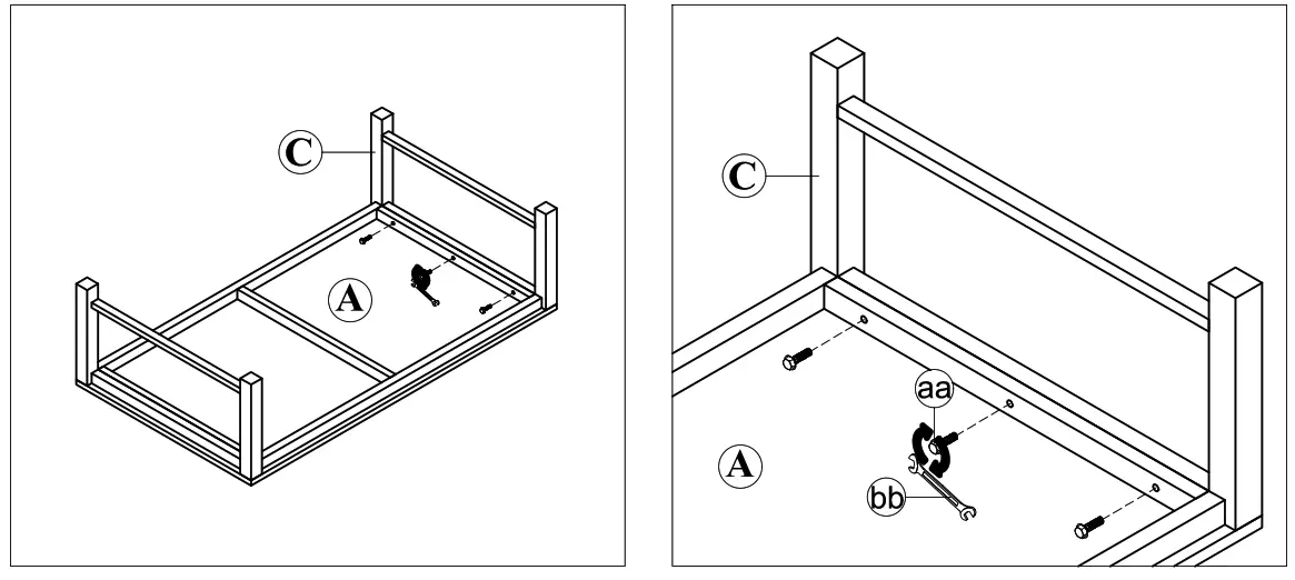 KARPENTER COFFEE TABL -a). Tighten by using