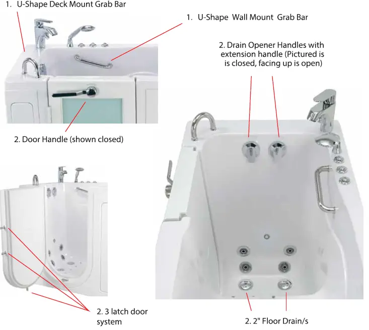 ELLA Outward Swing Walk-In Bathtub U-shape and L- 42