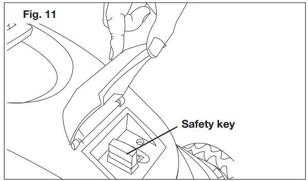 SUNJOE MJ401C PRO Cordless Lawn Mower with Side Discharge Chute - Safety key