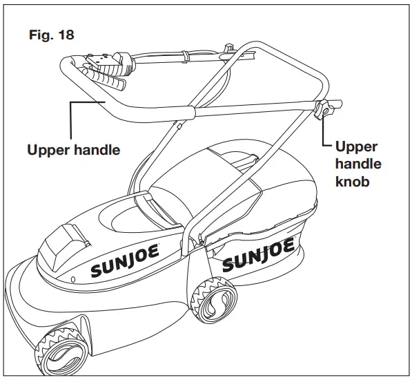 SUNJOE MJ401C PRO Cordless Lawn Mower with Side Discharge Chute - Upper handle
