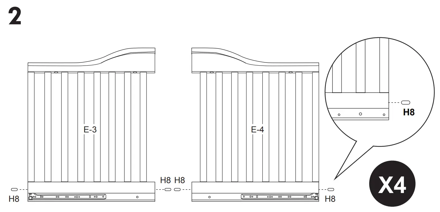 DaVinci M1921 Piedmont 4-In-1 Convertible Crib Assembly Instructions illustrations