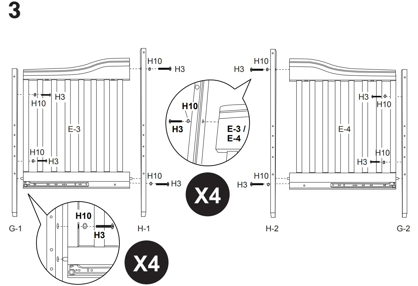 DaVinci M1921 Piedmont 4-In-1 Convertible Crib Assembly Instructions illustrations