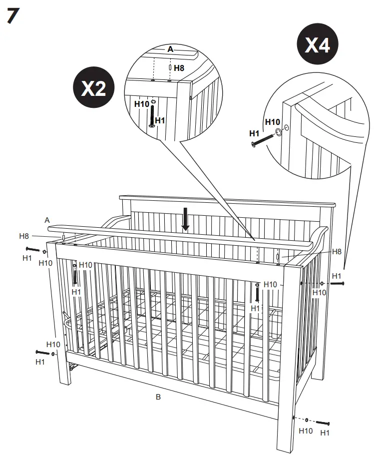 DaVinci M1921 Piedmont 4-In-1 Convertible Crib Assembly Instructions illustrations