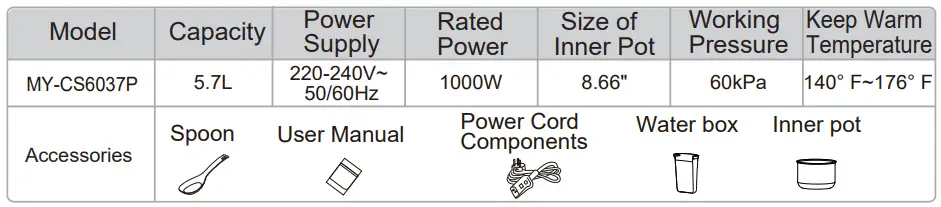 Midea MY-CS6037P Electric Pressure Cooker-fig6