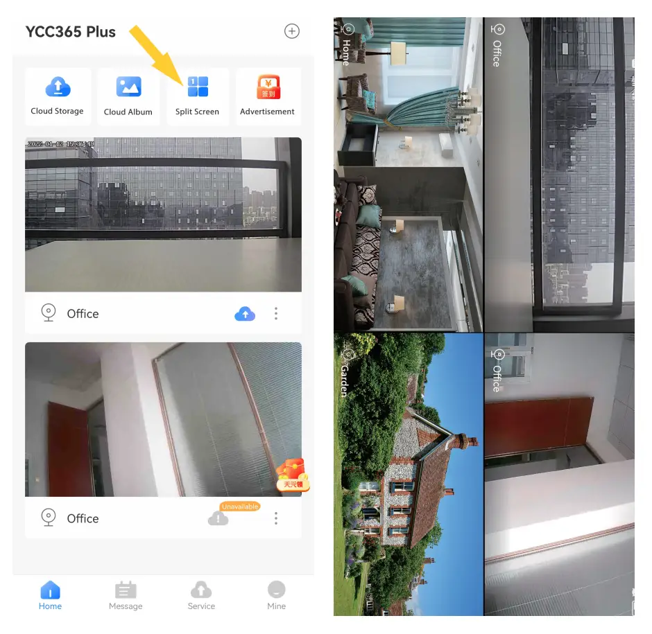 Split Screen to View Different Live Videos