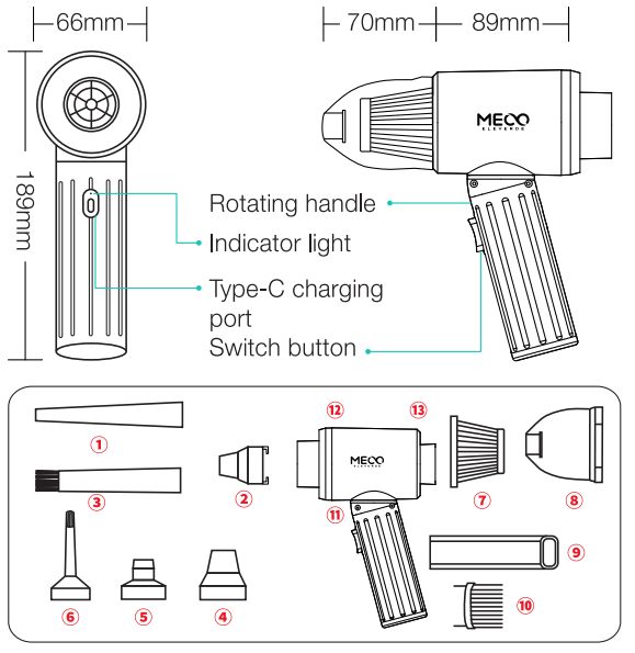 MECO ME-CR2 Air Duster Vacuum Cleaner - fig