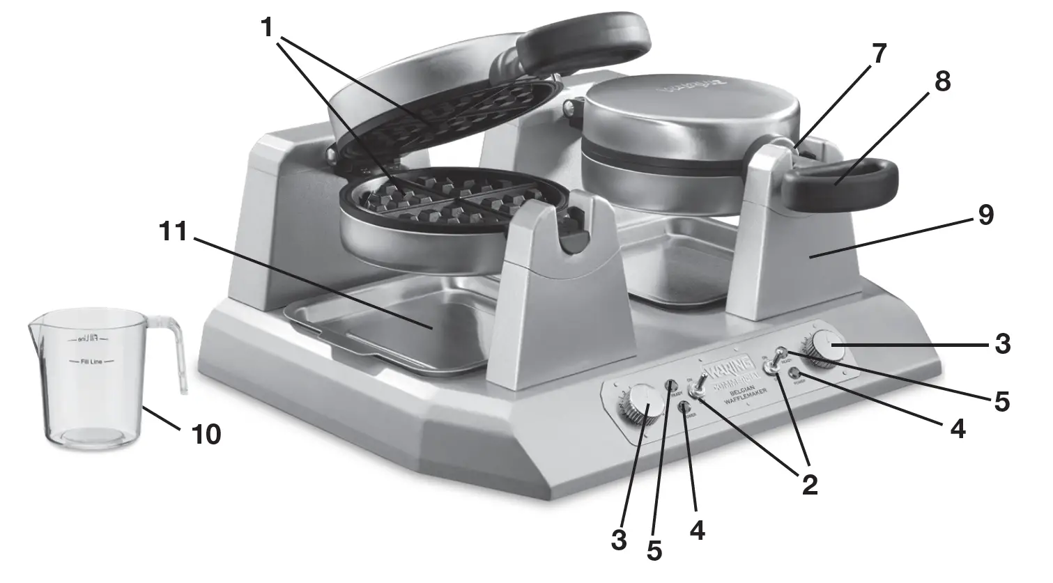 WARING COMMERCIAL WW250BX2 Side By Side Serviceable-Plate Belgian Waffle Makers 1