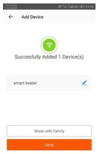 SolAire Vitra Panel Heater - display a solid WiFi icon