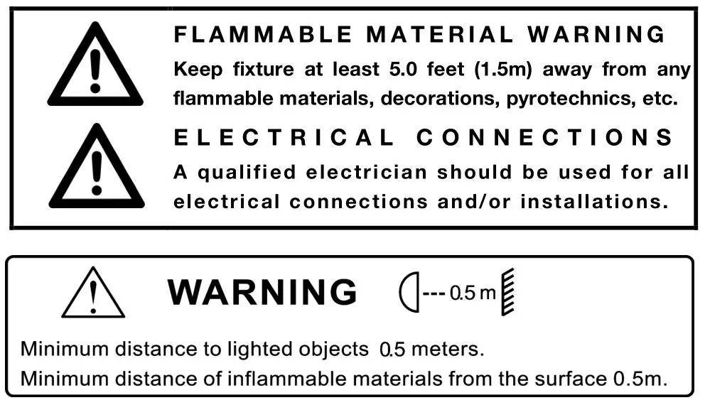 ELATION ARENA ZOOM Q7IP - INSTALLATION GUIDELINES warning