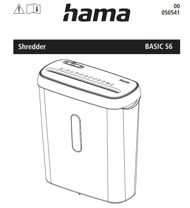 hama 00050541 Basic S6 Shredder Instruction Manual