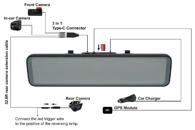 WOLFBOX G880 12-Inch 3 Channels Mirror Dash Cam-figure9