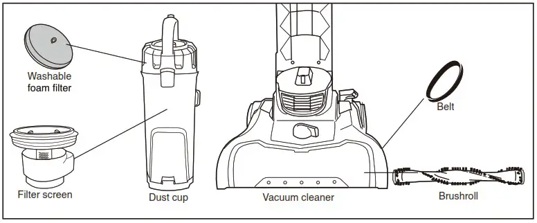 EUREKA NEU180 Series Power Speed Lightweight Upright Vacuum Cleaner - For filter maintenance instruction