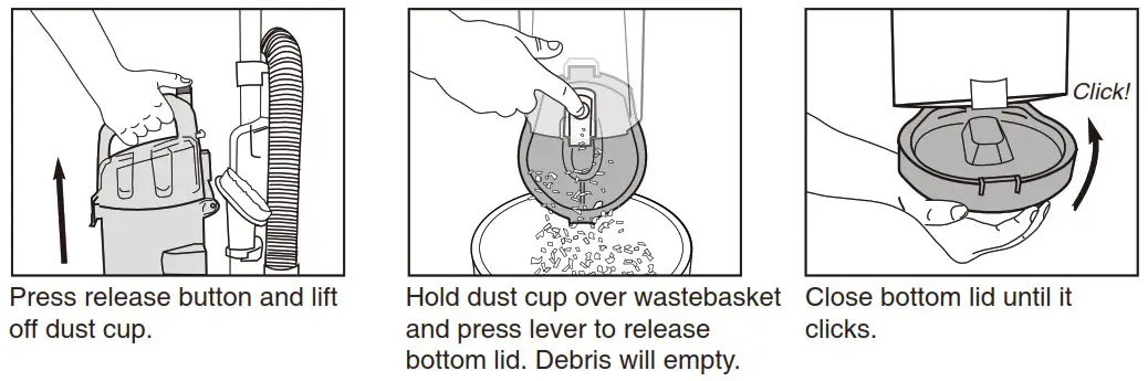 EUREKA NEU180 Series Power Speed Lightweight Upright Vacuum Cleaner - How to maintain dust cup and filters 1