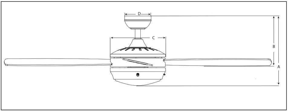 Kailani 51634 52 Inch Indoor Ceiling Fan - DIMENSION REFERENCE