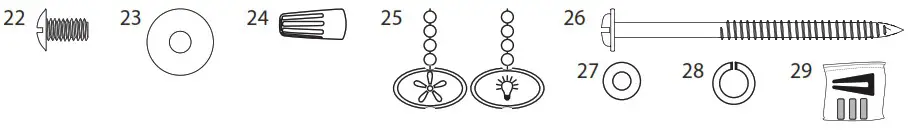 Kailani 51634 52 Inch Indoor Ceiling Fan - HARDWARE CONTENTS