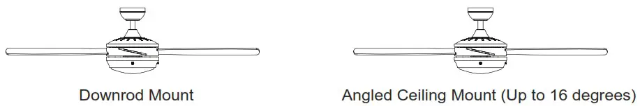 Kailani 51634 52 Inch Indoor Ceiling Fan - MOUNTING OPTIONS