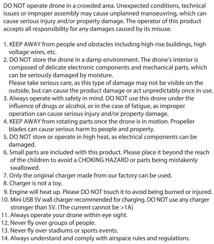 RCPRO PRO26 2.4G FPV Drone - Warning details