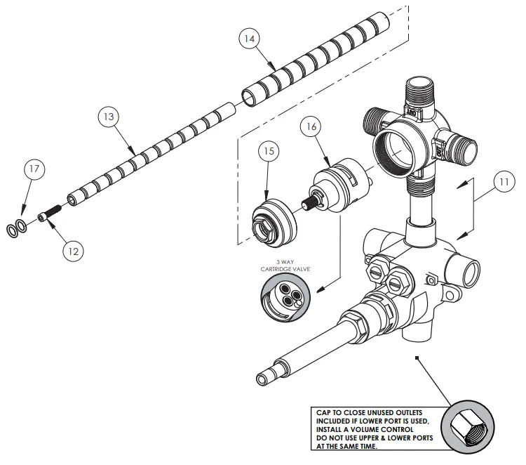PHYLRICH Shop 1 2 Inch NEW Thermostatic Valve with 3 Way SHARED Diverter - parts 3
