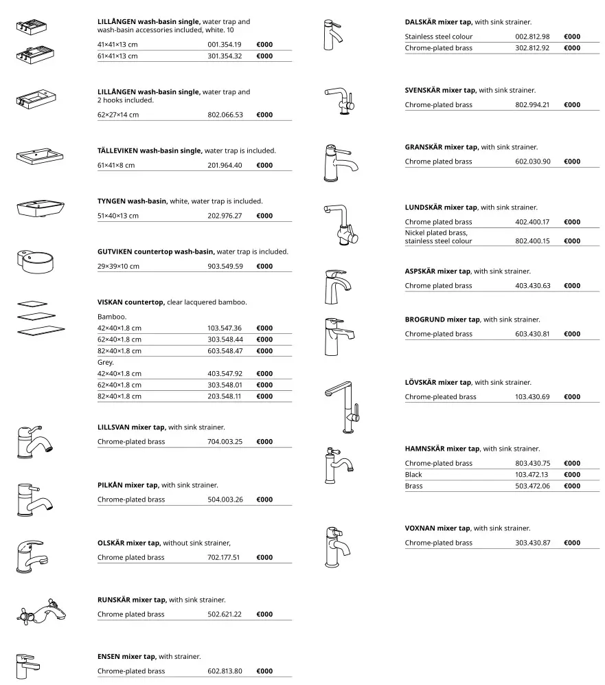 IKEA Lillången Bathroom Furniture - Wash-basins and taps