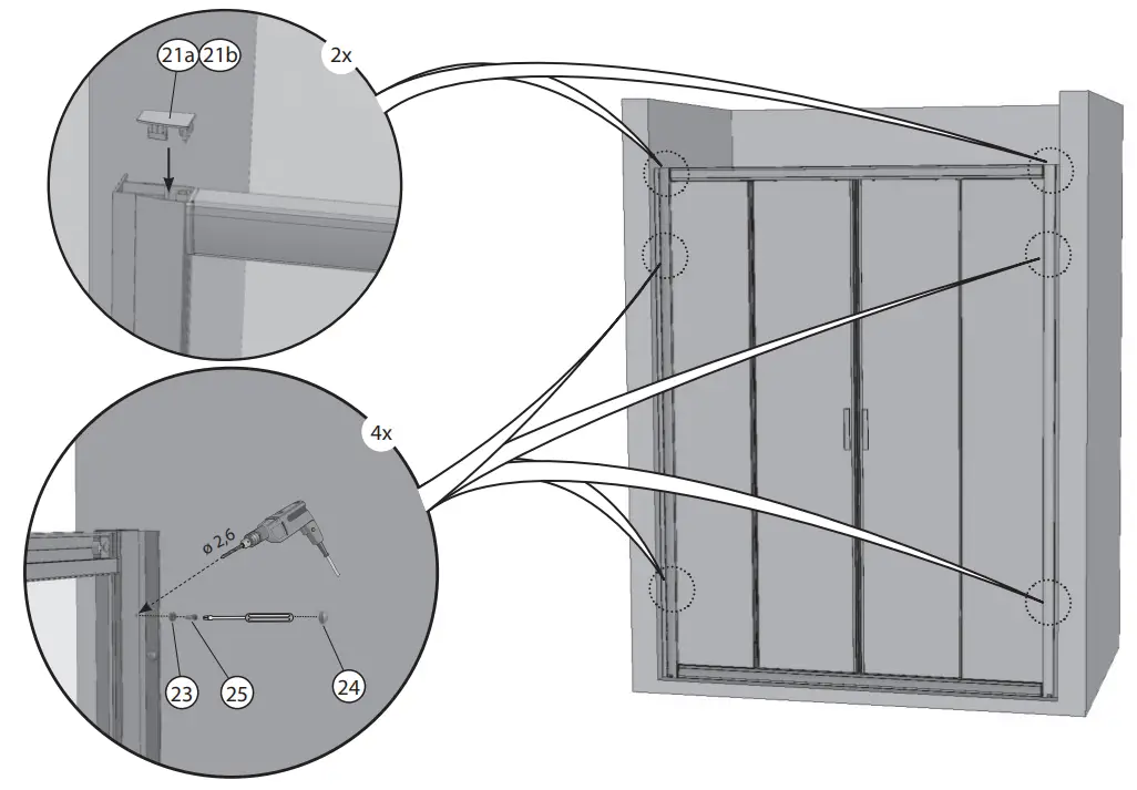 RAVAK BLIX BLDP4 160 Four Piece Sliding Shower Door - fig10