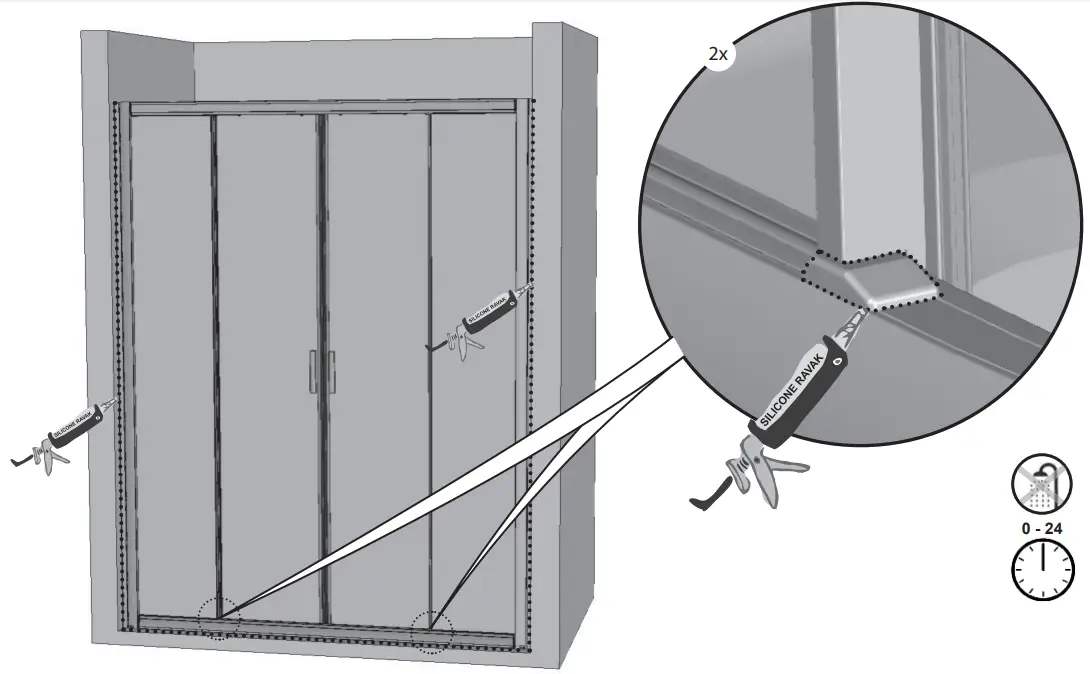 RAVAK BLIX BLDP4 160 Four Piece Sliding Shower Door - fig11