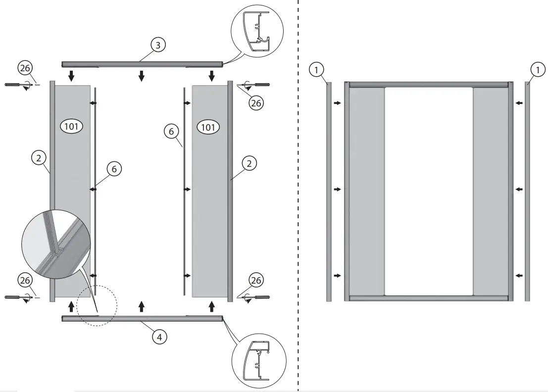 RAVAK BLIX BLDP4 160 Four Piece Sliding Shower Door - fig3